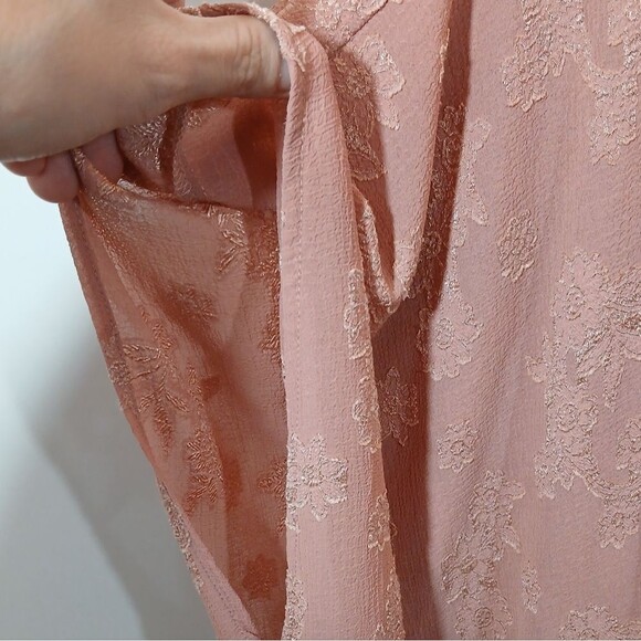 Pink Floral Sheer Longline Open Tie Front Cover - Picture 8 of 9